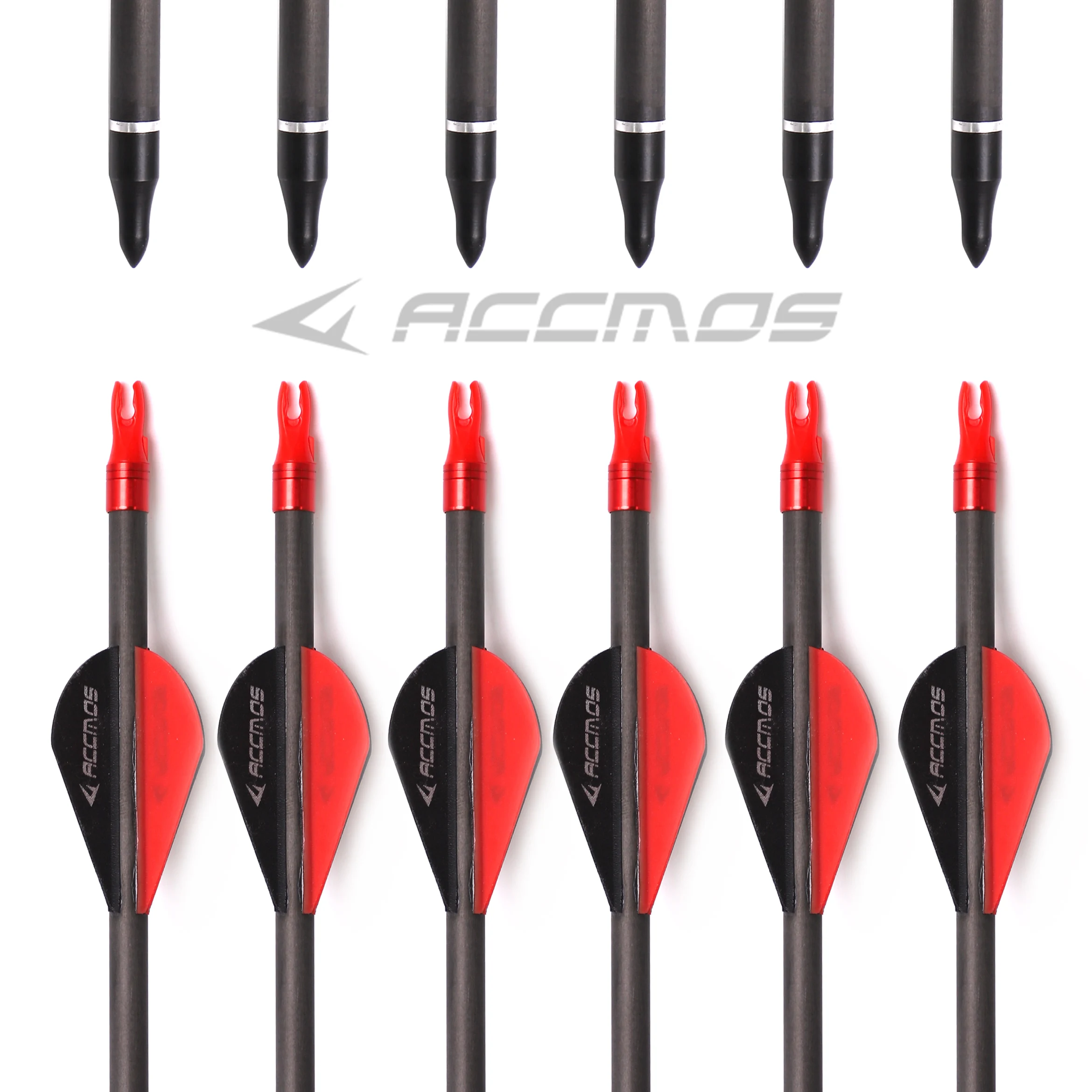 

12pcs 33in ID 6.2mm Spine 250-800 Pure Carbon Arrow with 4 Vanes Archery For Compound /Recuvre Bow Shooting