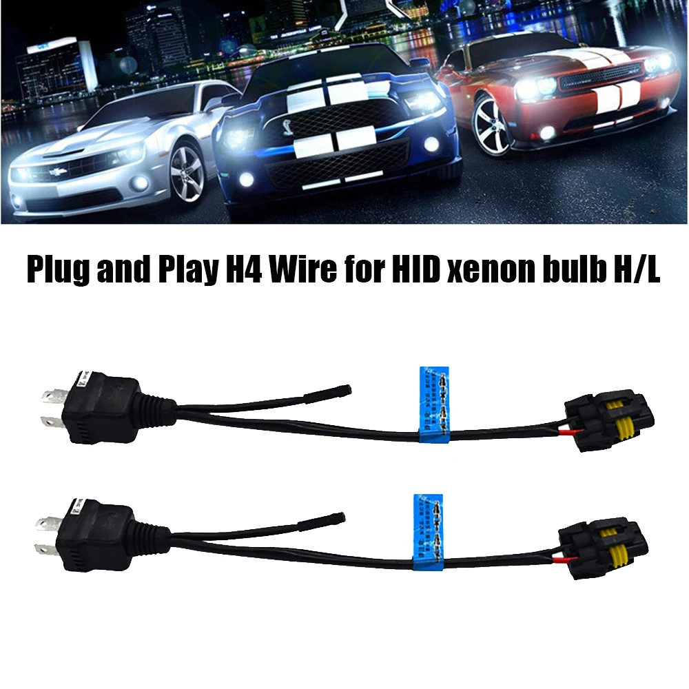 

Plug and Play 2pcs H4 H/L Relay Harness Wire For 12V 35W 55W 9003 H4 Hi/Lo BiXenon HID Bulb Wiring Controller