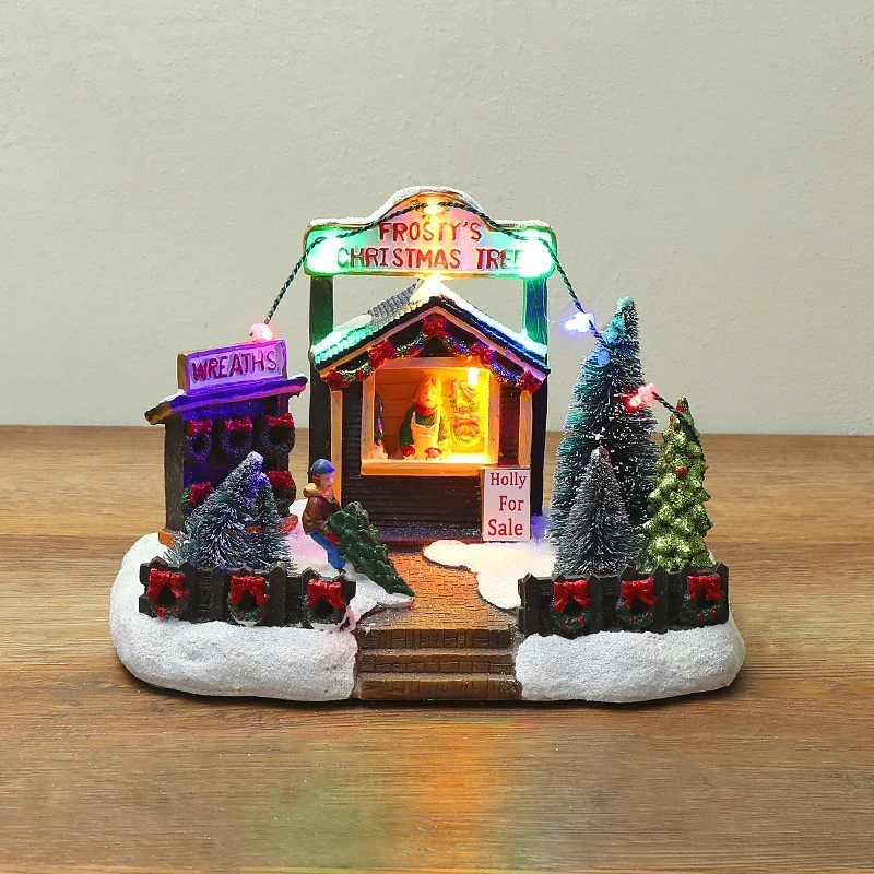 Светильник ящиеся рождественские домики деревенский домашний настольный декор