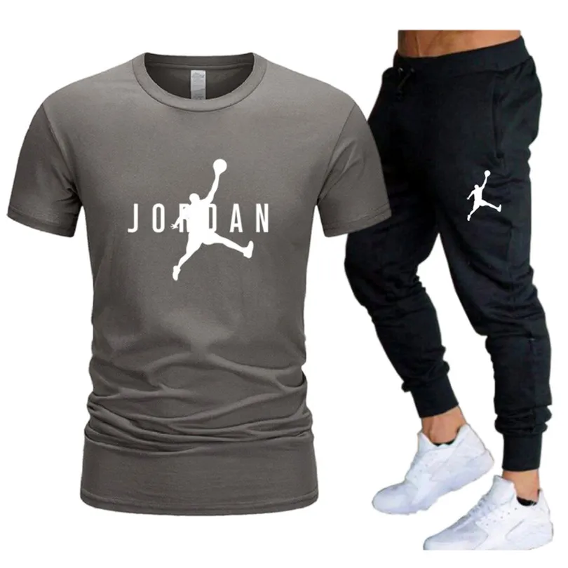 

2021Hot-Selling Summer T-Shirt Pants Set Casual Brand Fitness Jogger Pants T Shirt Hip Hop Fashion Men's Tracksuits