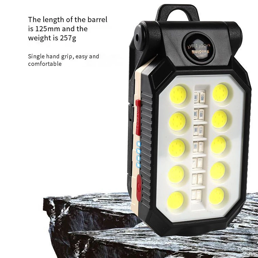 

Waterproof Rechargeable USB LED Flashlight Adjustable COB Work Light Portable Camping Lantern Magnet Design with Power Display