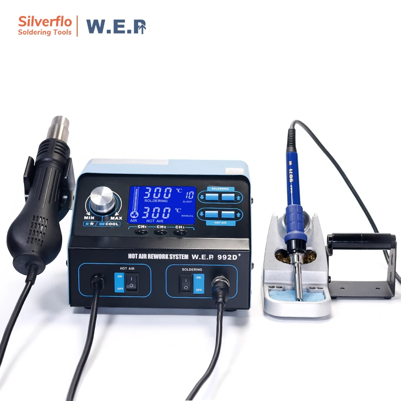 WEP 992D+ Горячая воздушная паяльная станция с паяльным железом для ремонта телефонов IC PCB Инструмент для разборки SMD переработки.