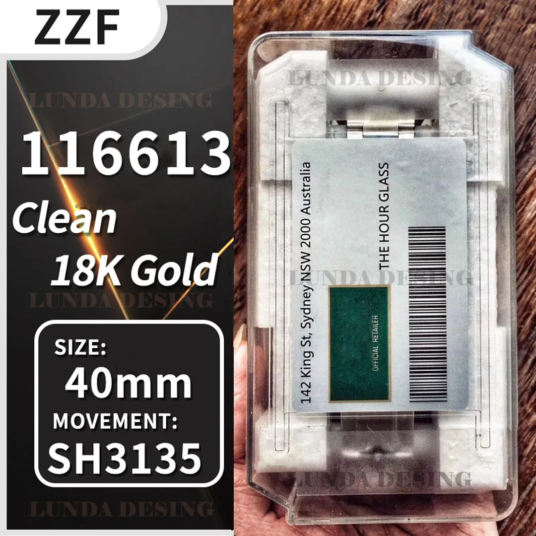 

Real ZZF Men's Luxury Watch Submar 116613 40mm Clean 18K PVD Gold 904L Stainless Steel 1:1 Best Edition 3135 Movement