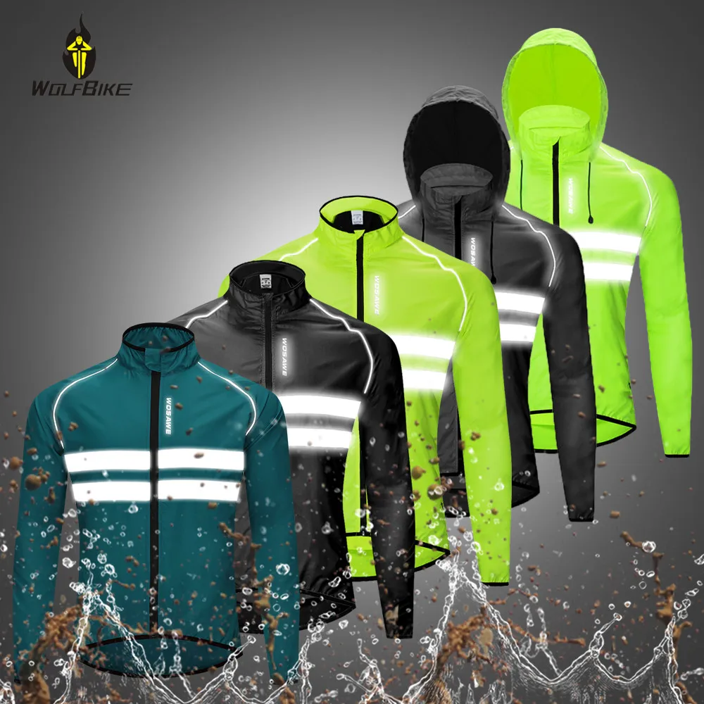 

WOSAWE Reflective Windproof Cycling Jacket Men Waterproof Rain Resistant Sports Wind Coat MTB Bike Long Jersey Windbreaker