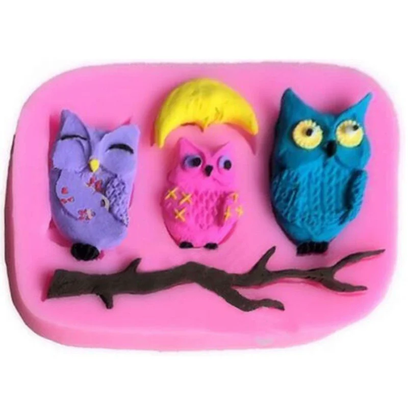 Симпатичные совы Луна силиконовая форма Дизайнер DIY штукатурка бетон 3D стеновая