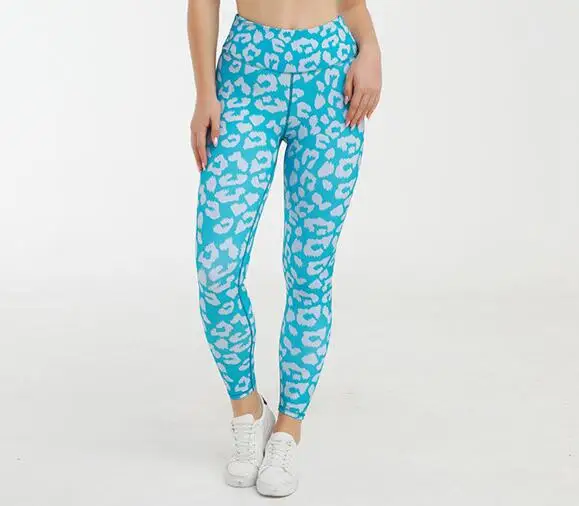 Water Blue Legging NCLAGEN, женские штаны для йоги с леопардовым принтом, леггинсы для тренировок, бодибилдинг, спортзал, фитнес, спортивная одежда, быстросохнущие, подходят, спортивные колготки, Капри - Цвет: Water Blue Legging