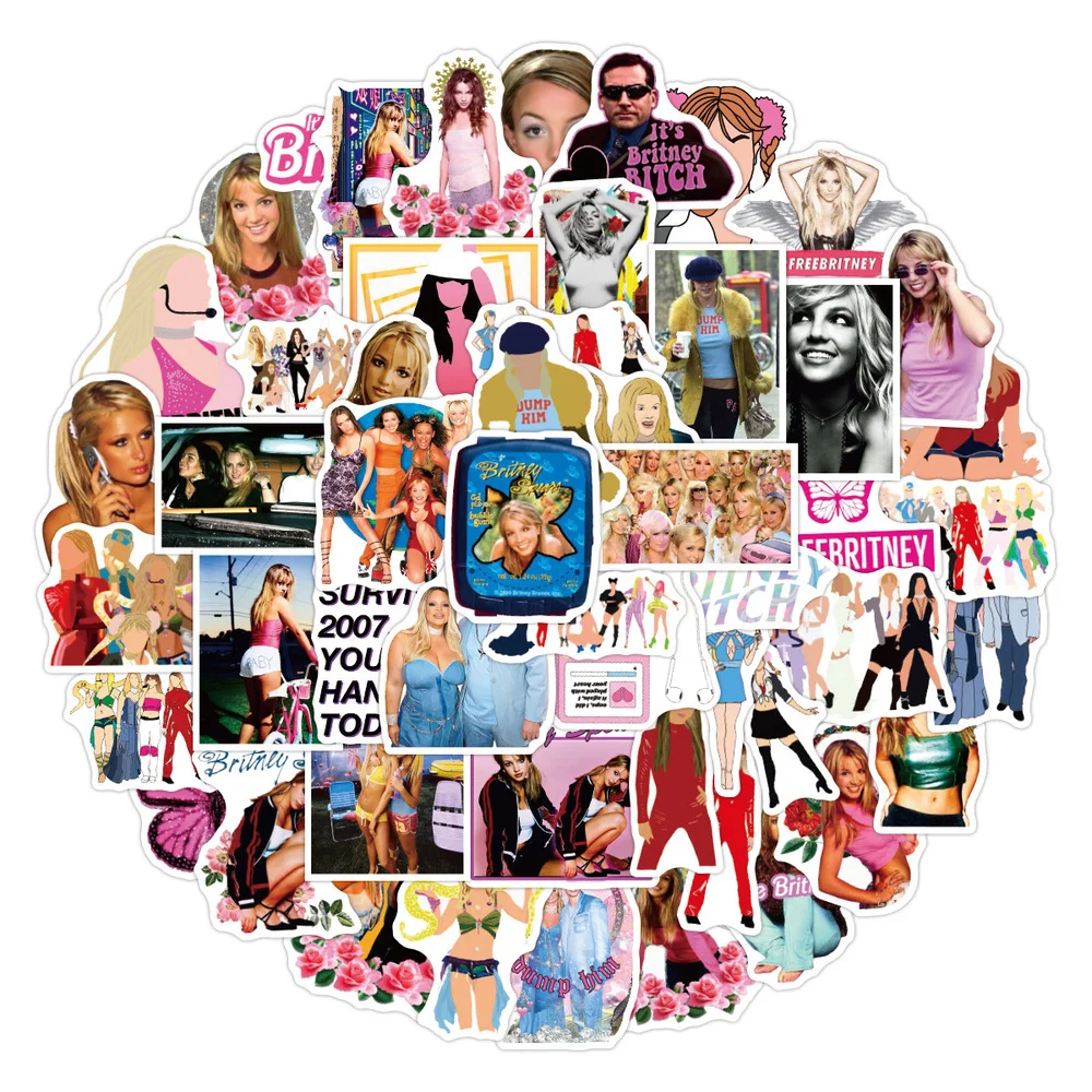 

10/50 шт./компл. Мультяшные стикеры американской певицы Бритни для багажа, наклейки «сделай сам» для ноутбука, телефона, скейтборда, гитары
