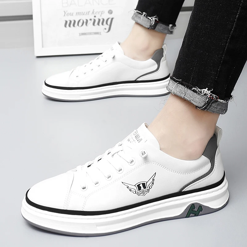 spesifikasi Sepatu Kasual Anak Laki-laki Muda Musim Semi/Musim Gugur Sneakers Kasual Kulit Hitam Sepatu Kasual Pria Superstar Pria Sneakers Bertali Untuk Pria