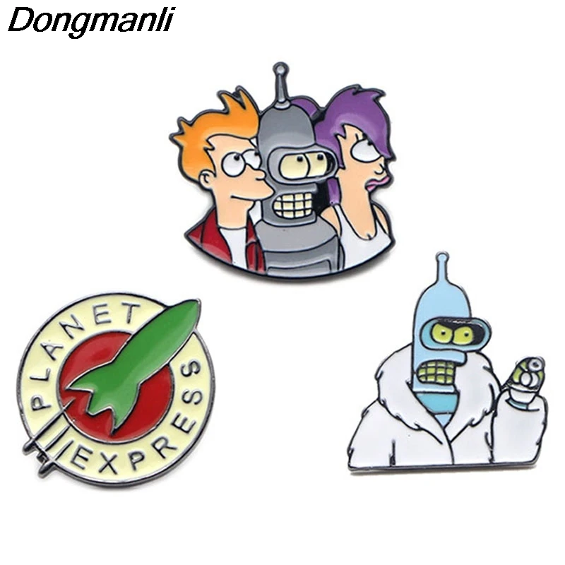 P2788 Dongmanli Futurama эмаль шпильки и броши для женщин мужчин нагрудные значки на рюкзак сумки значок куртка