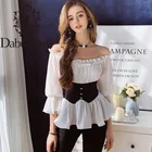 Блузка Dabuwawa женская с открытыми плечами, пикантная белая однотонная рубашка, модный праздничный топ с оборками и рукавами, Пляжная милая блузка, DO1AST030