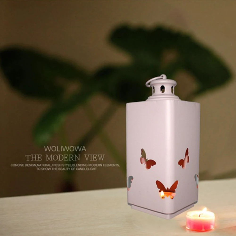 Lantern Butterfly DIY Hanging Wedding Ornament Candle Holder Openwork Carved Handheld Garden Wind Candlestick Gift Party Holiday |