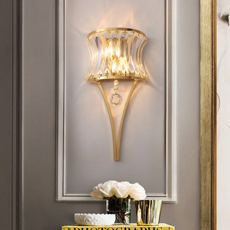 

Luxury Crystal Simple Wall Lamp Bedroom Bedside Creative Postmodern For Living Room Background Corridor Aisle Teardrop Lighting
