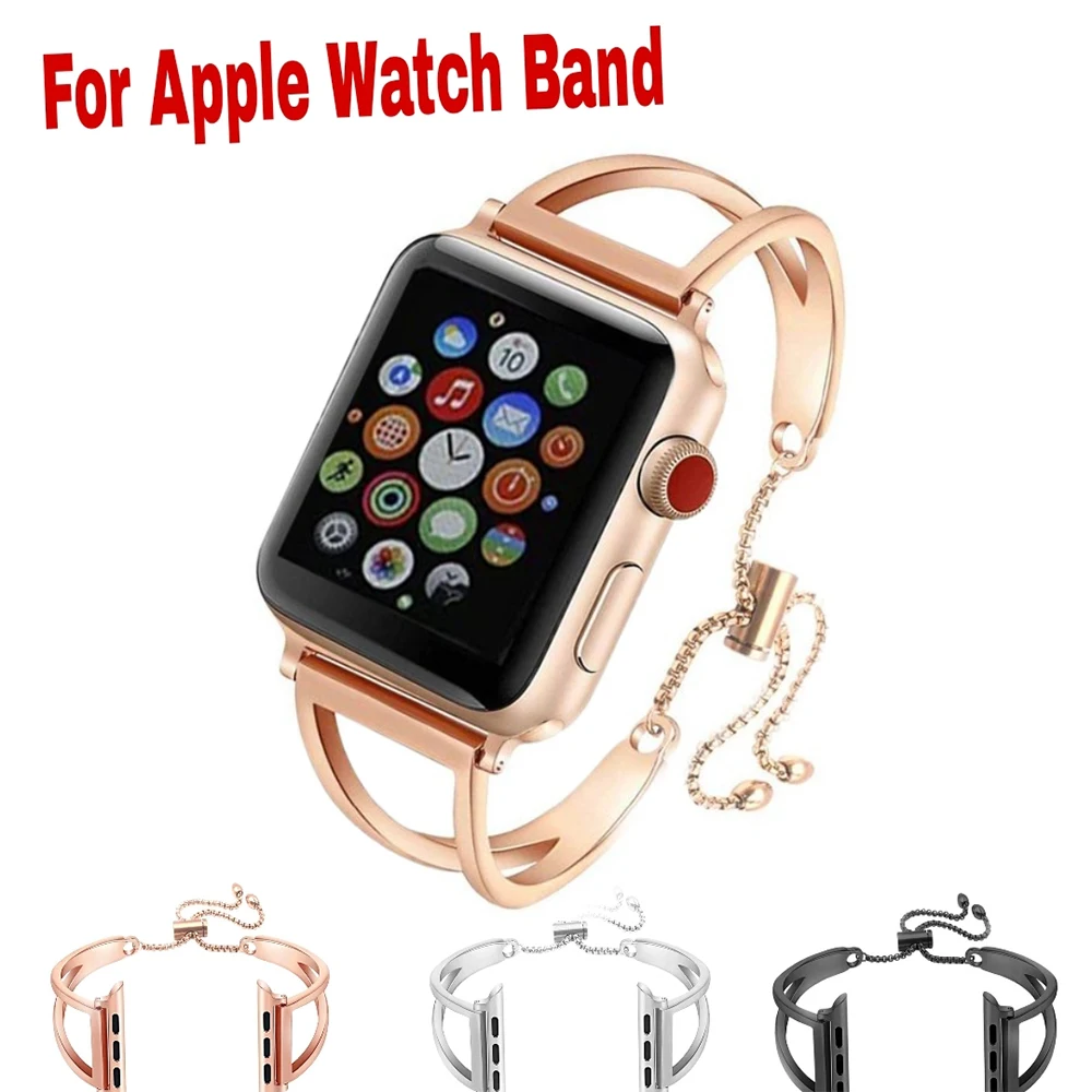 

Women Strap for Apple Watch 38mm 42mm 40mm 44mm Stainless Steel Fashion Metal Bracelet Correa iWatch Series 6 SE 5 4 3 2 1