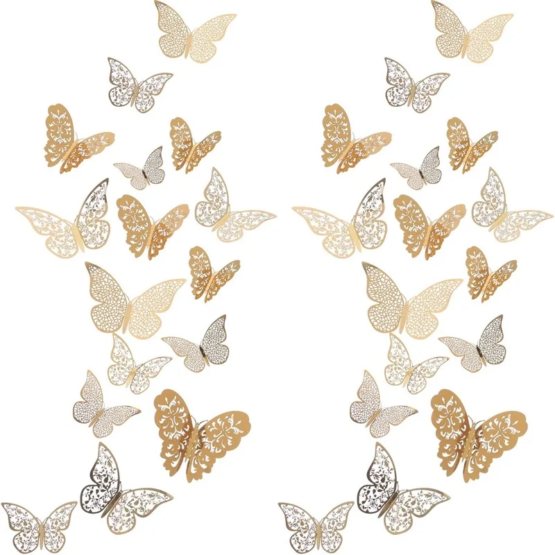 

12Pcs 3D Wall Stickers For Kids Rooms Party Wedding Decor Butterfly Fridge Hollow Butterfly Wall Sticker For Home Decoration