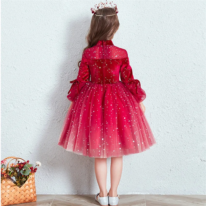 

Little Baby Toddler Autumn Winter Elegant New Thick Warm New Year Festival Christmas Party Dress Kids Birthday Evening Dresses