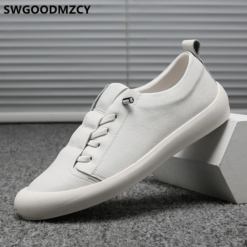 Роскошная мужская обувь лоферы из натуральной кожи белые кожаные кроссовки