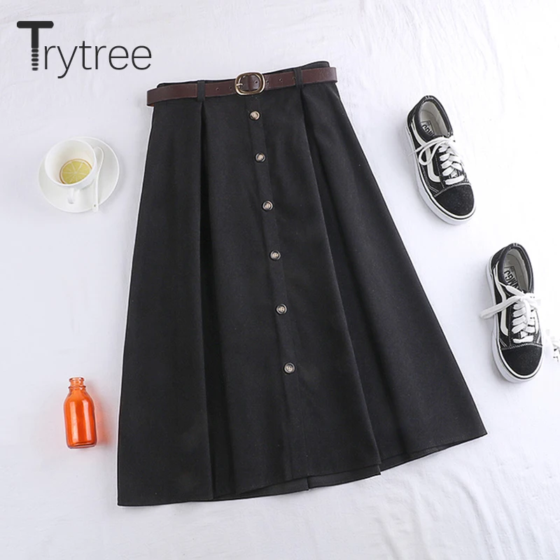 Trytree/2019 осенне-зимняя женская повседневная юбка в стиле ампир 5 цветов
