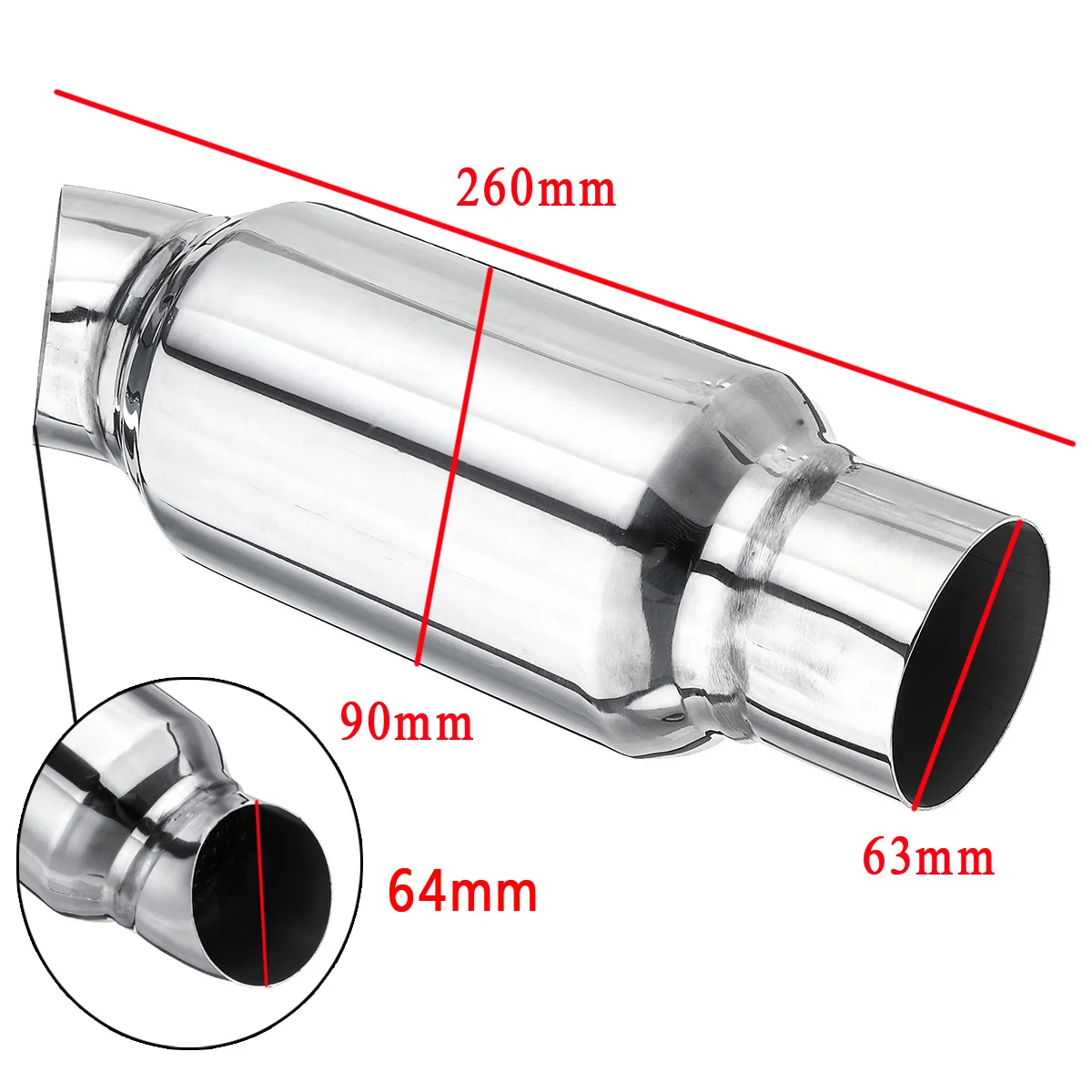 2.5&quot car exhaust pipe mufflers tail universal stainless steel Chrome Exhaust Pipe Muffler Silencer Resonator Bent ID 51 63MM |
