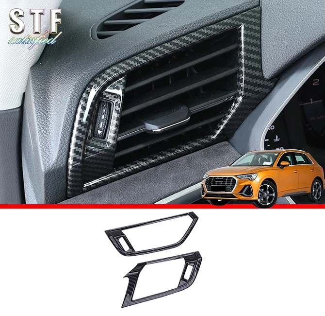 

Углеродное волокно стиль интерьера кондиционер вентиляционное отверстие Крышка Накладка для Audi Q3 2019 2020