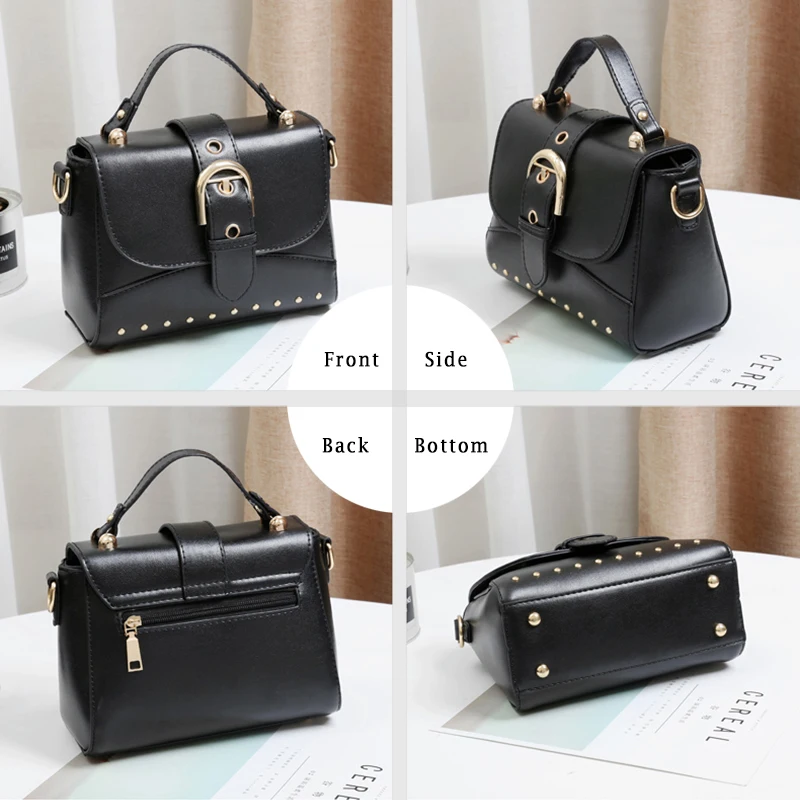 

CAIOAIFEI vintage fashion women rivet flap bag lock decoration crossbody bags for women 2019 luxury handbags women shoulder bags