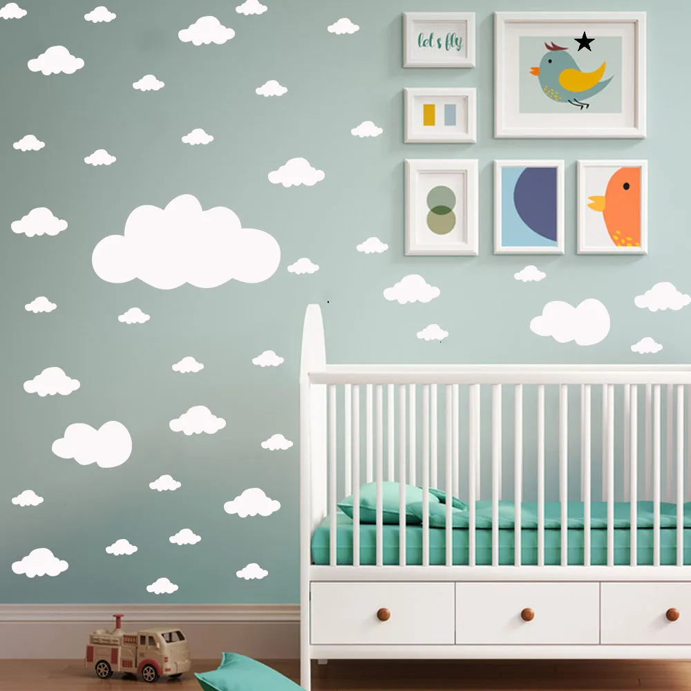 Baby Room Decor Little Clouds Wall Sticker Kids Wallpaper Home Decorate For Children Bedroom Decorative Nursery Decal Mural | Дом и сад