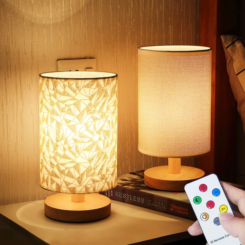 Светодиодный простой прикроватный светильник для спальни тканевый ночник с