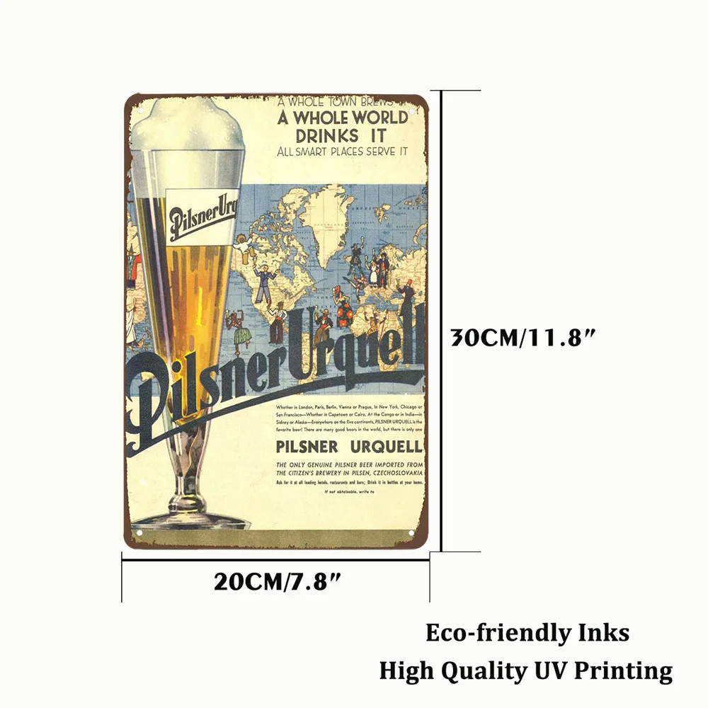 Настенный металлический плакат Pilsner Urquell подпись Бельгия украшение пива для бара