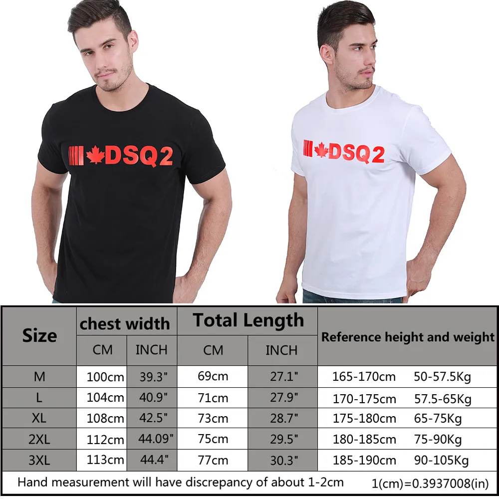

dsq brand summer style 100% cotton men black T-shirt casual O-Neck T-shirt short sleeve tees white letter T-shirt for men dt2002