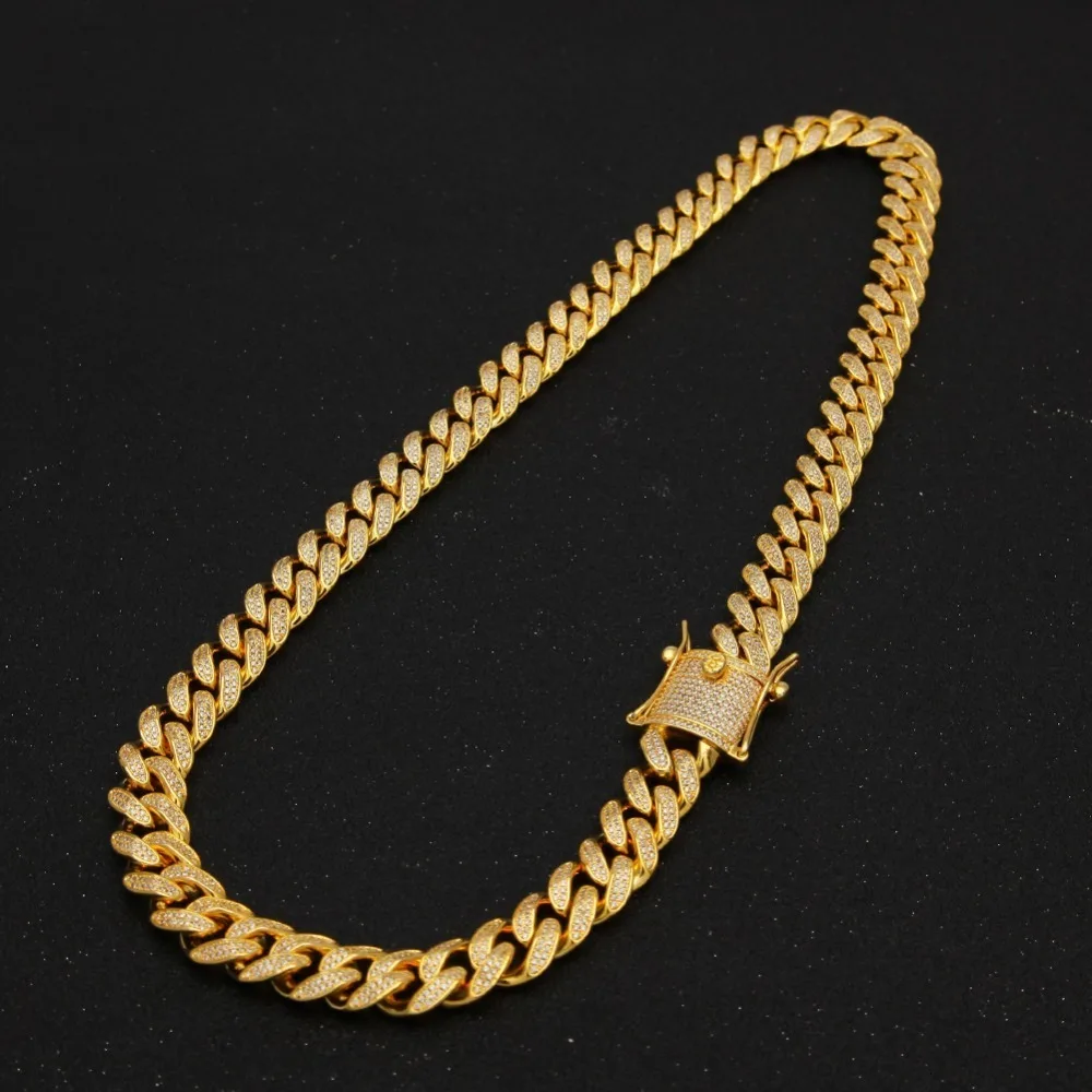 TBTK проложили полный сверкающий циркон золото цепочки и ожерелья Jewelry Costumen для человека Золотой тяжелый подвески, ожерелья цепи панк колье хип хоп