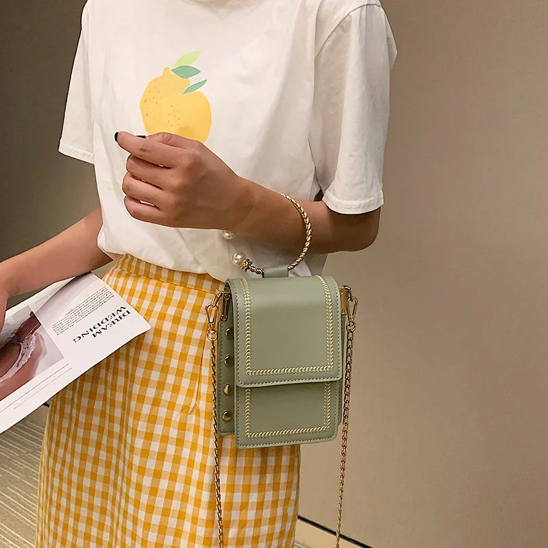 2019 new network celebrity pearl small square bag 100 chain oblique satchel | Багаж и сумки