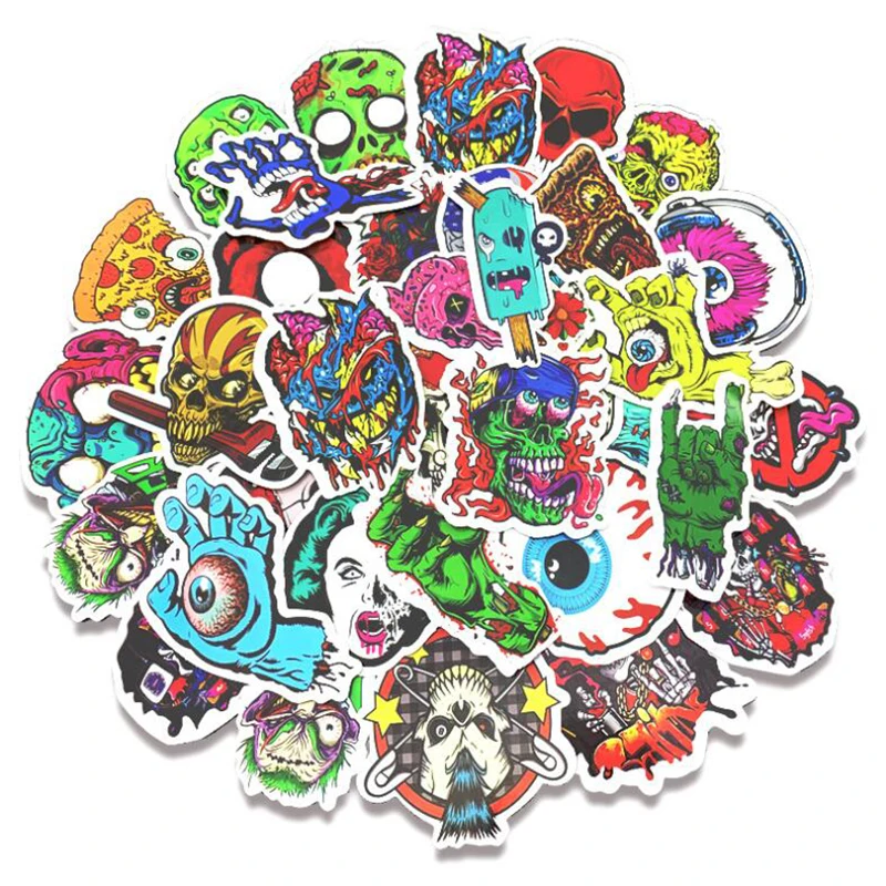 LL 006 #50/шт. Череп ужас ПВХ Граффити стикер классический креативный дизайн