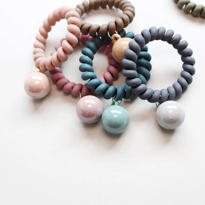 Милые спиральные Галстуки для волос милые Шаровые Подвески густых держатель