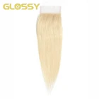 Блестящие прямые бразильские волосы, 613 медовый блонд, 4x4 HD, прозрачные, швейцарские, фронтальные