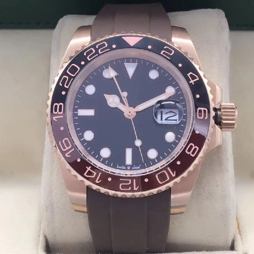 

2021 new models 40mm Black Blue Bezel Mechanical Men Watches GMT Sapphire rubber Crystal Man Diver Men's Watch