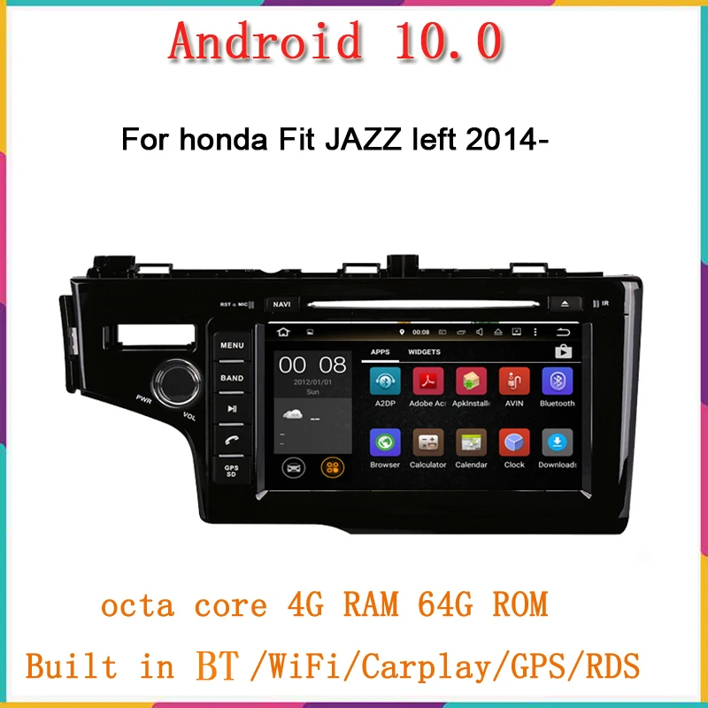 8-дюймовый Восьмиядерный автомобильный радиоприемник Android 10 для HONDA Fit 2014-2018