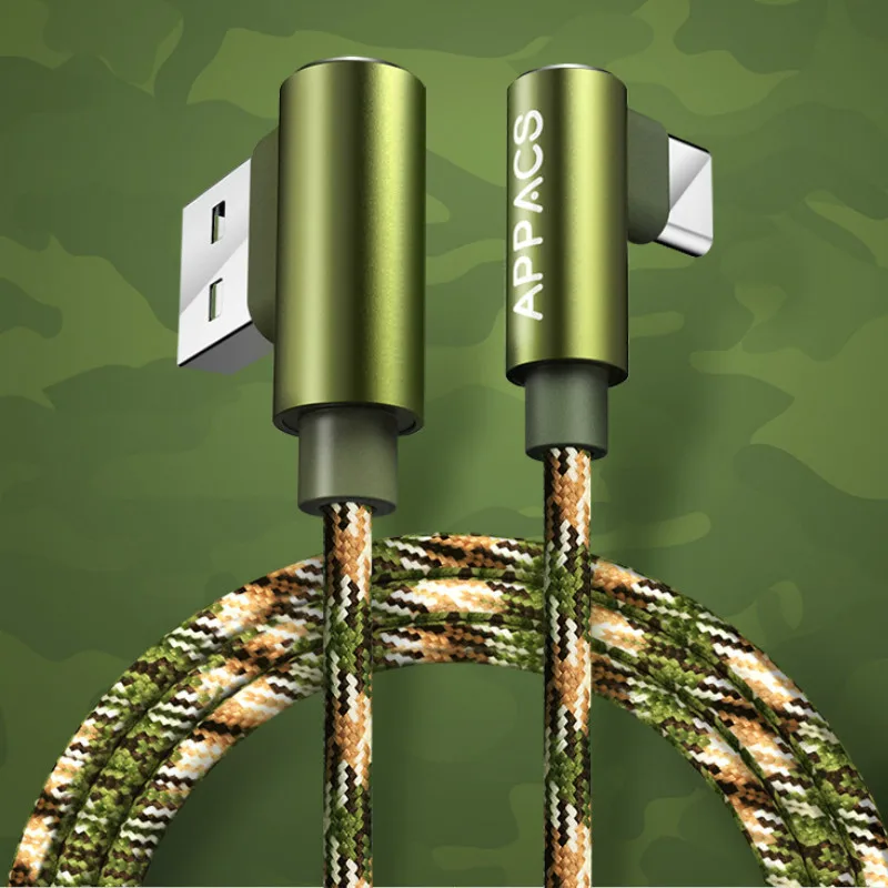 Camouflage green 1 м 2 м 3 м 90 градусов usb type C зарядный кабель L Тип USB C кабель для передачи данных линия Tipe C шнур провод для Oneplus 6 6T Xiaomi mi 9 SE mi x 3 - Цвет: Camouflage green