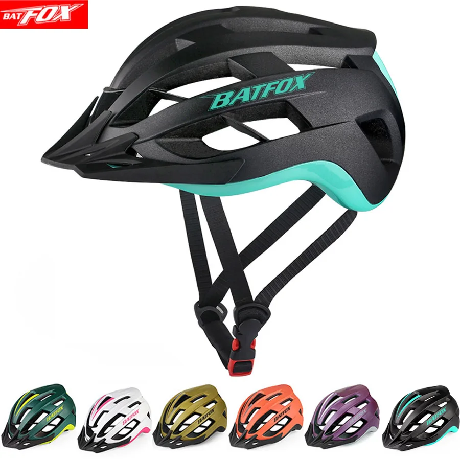 

BATFOX Bicycle Helmet MTB Road Cycling Bike Helmets Ultralight Integrally-molded Matt Black With Sun Visor Men Women Bike Helmet