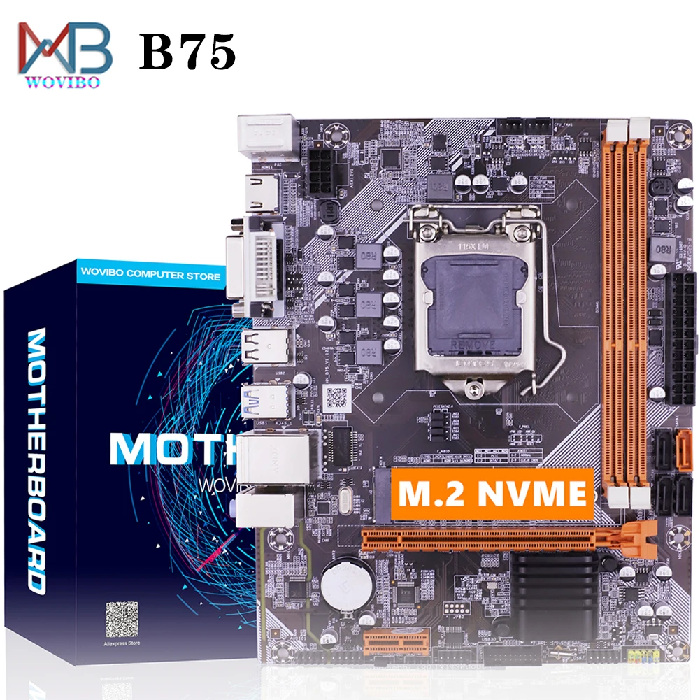 เมนบอร์ดคอมพิวเตอร์ B75 LGA 1155 M.2 NVME USB 3.0 SATA III Mainboard DDR3 RAM สำหรับ Intel LGA1155 I3 I5 I7 Xeon CPU Motherboard แม่