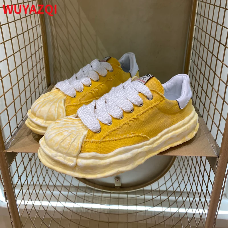 

WUYAZQI New women's canvas shoes thick bottom shell head candy color fashion board shoes casual women's running shoes Q