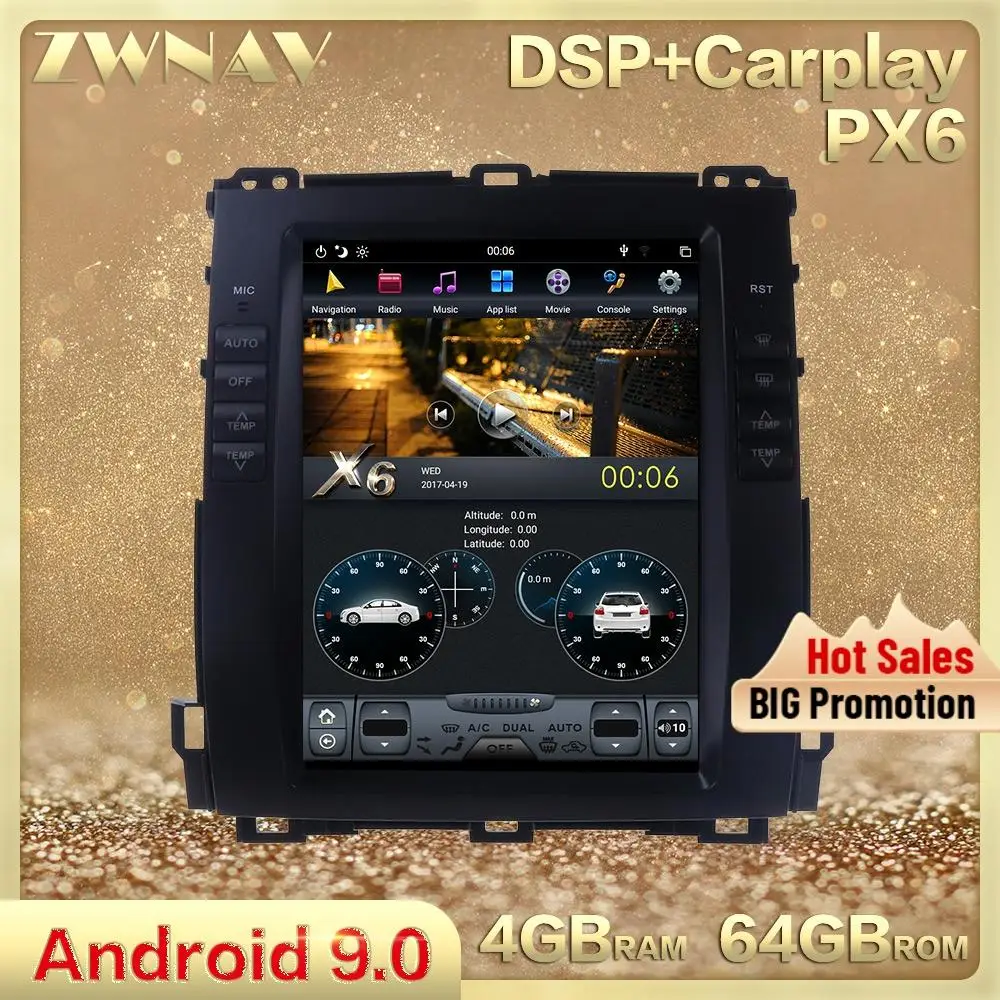 

Экран Tesla Android 9 для Toyota Land Cruiser Prado 120 для Lexus GX470 2002 2003 2004 2005 2006 2007 2008 2009 радиоприемник