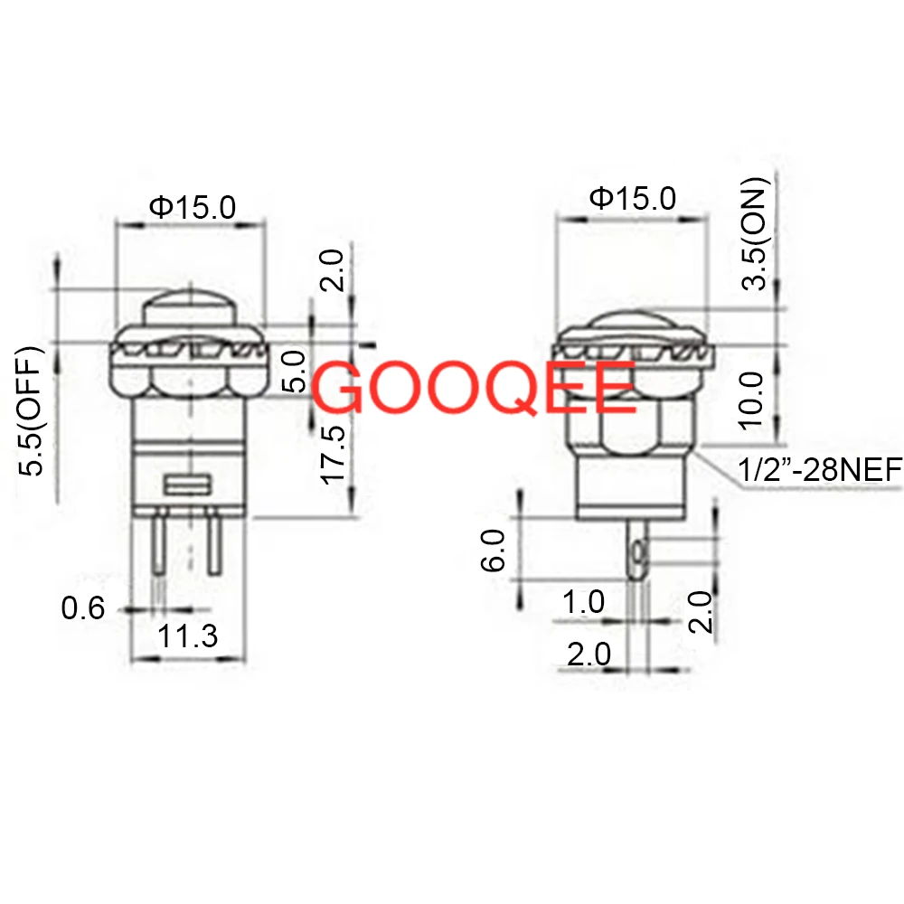 Кнопочные выключатели с автоматическим замком 6 шт. кнопочные 12 мм кнопка вкл.