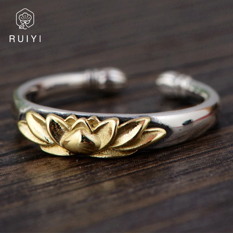 

Женское Открытое кольцо в виде цветка RUIYI, украшение из стерлингового серебра 925 пробы, эффектные модные ювелирные украшения