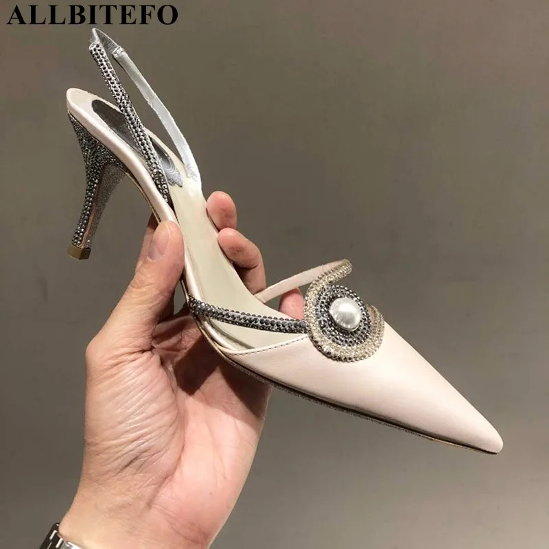 ALLBITEFO/Свадебная женская обувь на высоком каблуке со стразами высокого качества