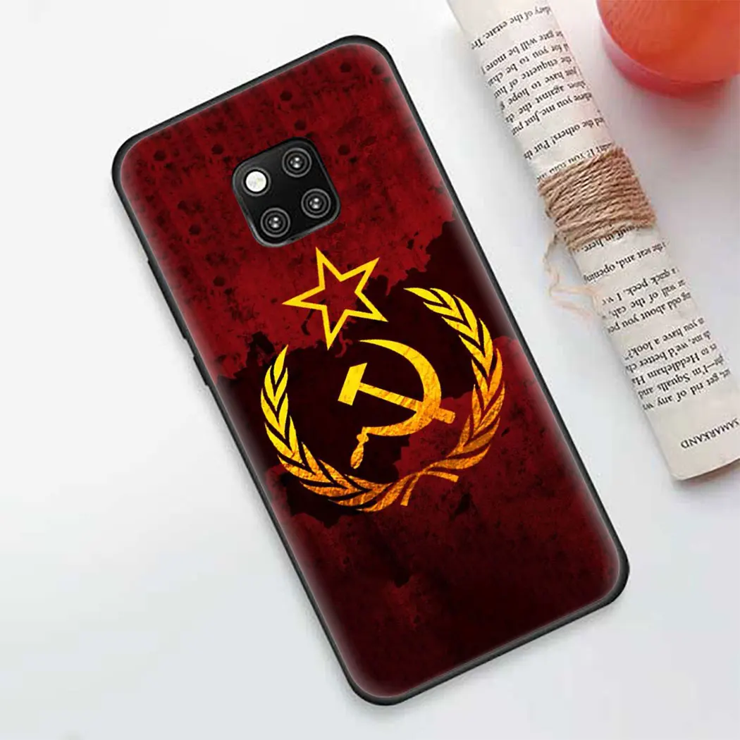 Soft silicone Cover for Huawei Mate 10 20 30 Pro Lite Y6 Y7 Y9 Prime Y5 Black Phone Case Russia Flag coat of arms | Мобильные