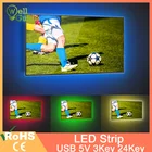 СВЕТОДИОДНАЯ лента SMD 2835, USB, 5 в постоянного тока, 3 клавиши, 24 клавиши, 50 см, 1 м, 2 м, 3 м, 4 м, 5 м, гибсветильник па, настольное украшение, экран, ТВ, светильник ка