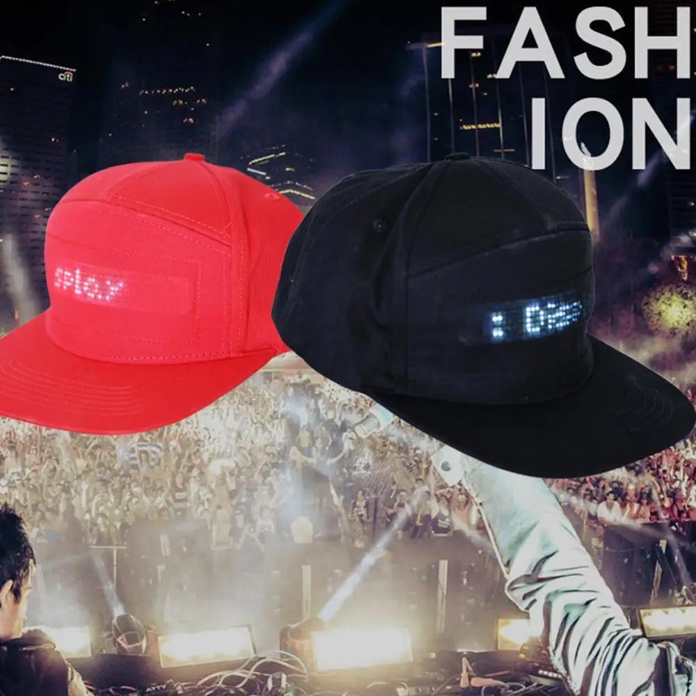 Черный красный цвет светодиодный дисплей кепка светящаяся шляпа модная