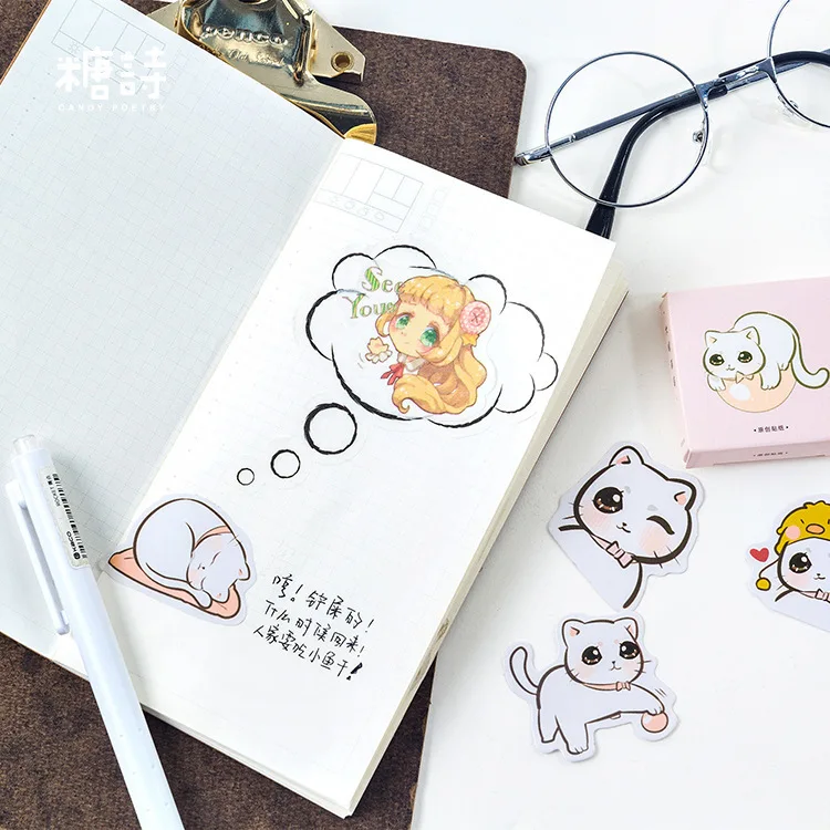 45 шт./кор. большой дневник кошачий глаз бумажные этикетки и наклейки поделки