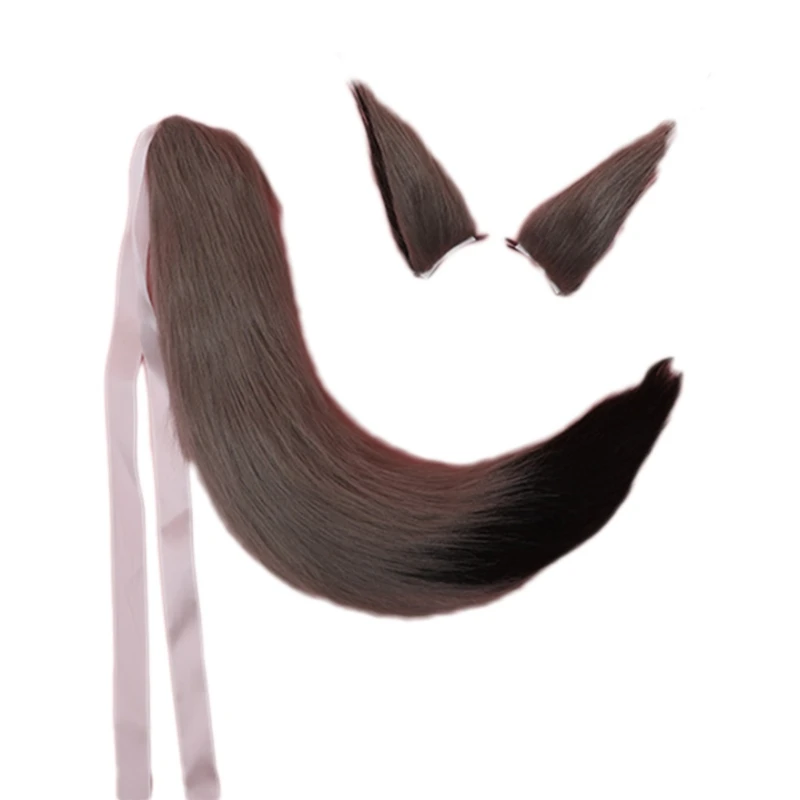 K3NF женский головной убор с длинными меховыми ушками животных набор плюшевых