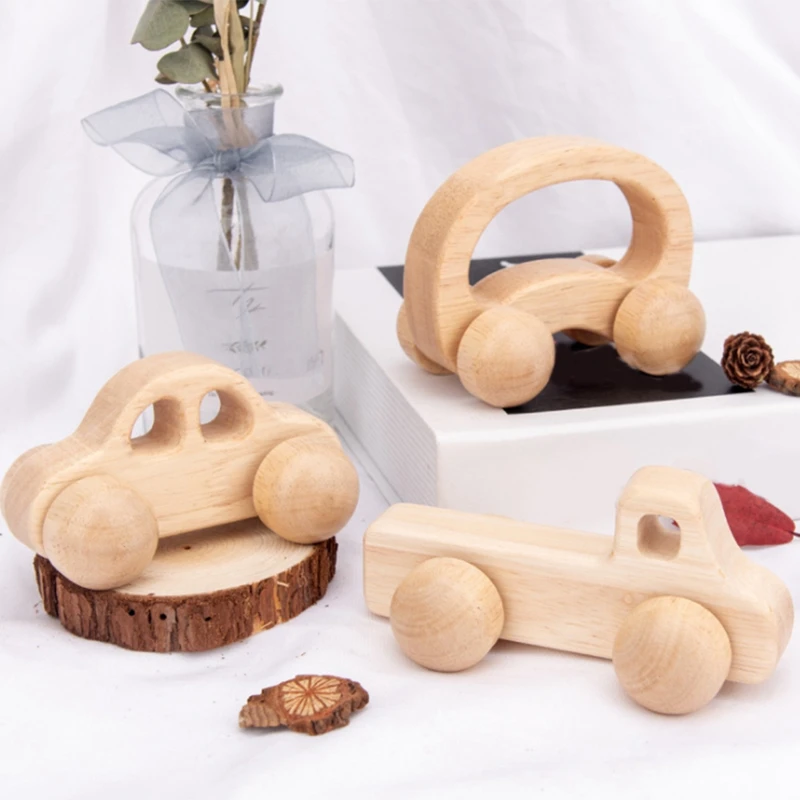 

4Pcs Educational Wooden Toys Car Blocks Children Cartoon Car Toy Baby Gift for 1-6 Years Old Kids