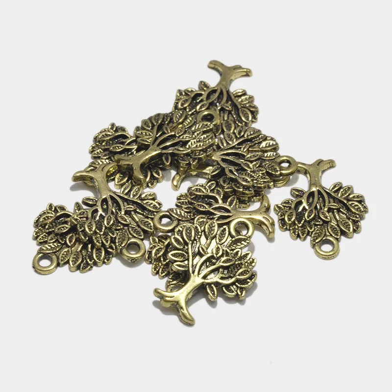 50pcs/lot 22x17mm Retro Antique Bronze Charm Tree Handmade Necklace Bracelet Accessories Alloy for DIY Jewelry Findings | Украшения и